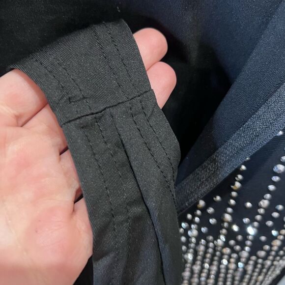 Jumpsuit Embellished W/ Rhinestones Black Mesh Size Medium - Picture 12 of 16